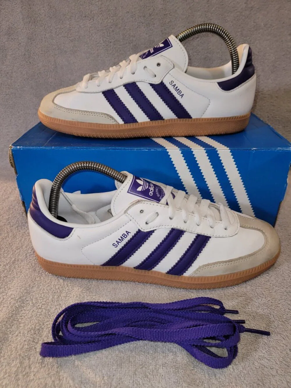 Adidas Samba OG Women's Size 8 White Purple Tan Gum Sneakers IF6514 (#1754)